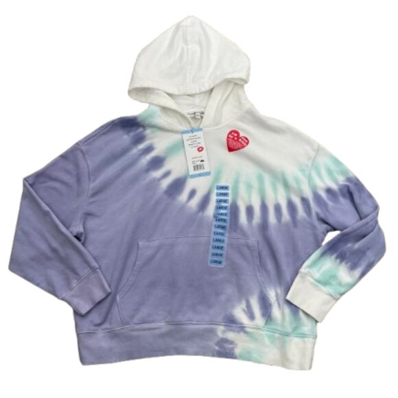 Wildfox NEW women's French Terry Relaxed Fit Tie-Dye Hoodie Peri Shibori Size L - Picture 4 of 10